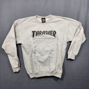 Thrasher Skateboard Magazine Mens Sweatshirt Medium Grey Crewneck Y2K Skate Vtg